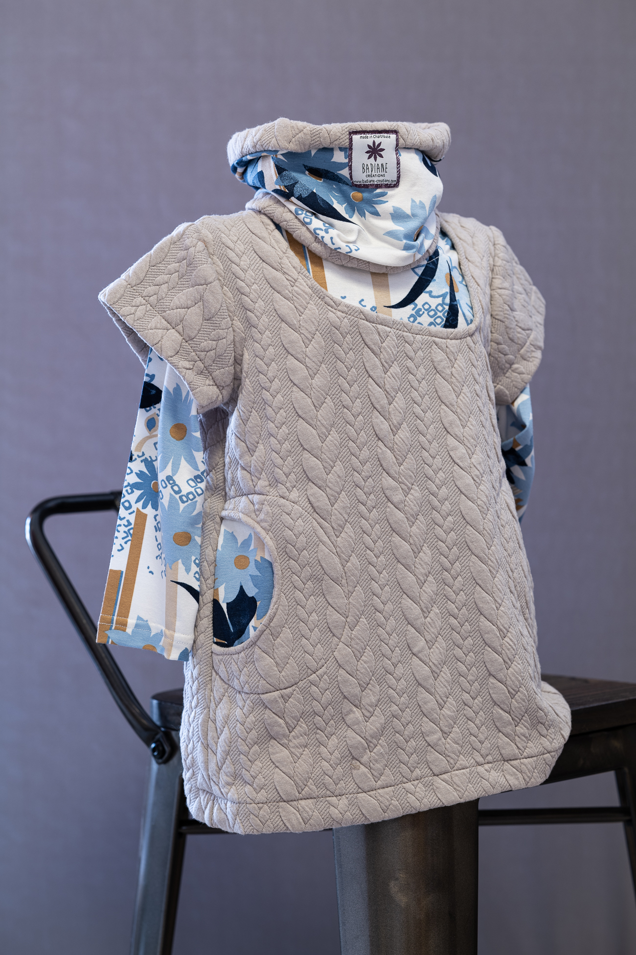 Robe tunique torsades/cache-cou